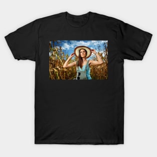 Beautiful woman farmer in the cornfield T-Shirt